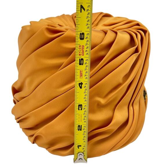 Eva Mae Modes Hat Headpiece Vtg 60s Pleated Satin Gold Box Style Formal Brooch - Picture 12 of 13